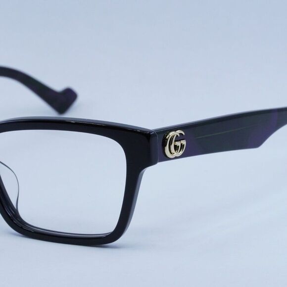 🕶️ New Gucci GG1476OK 003 Eyeglasses - Black/Purple And Green Havana Frame - Picture 3 of 9